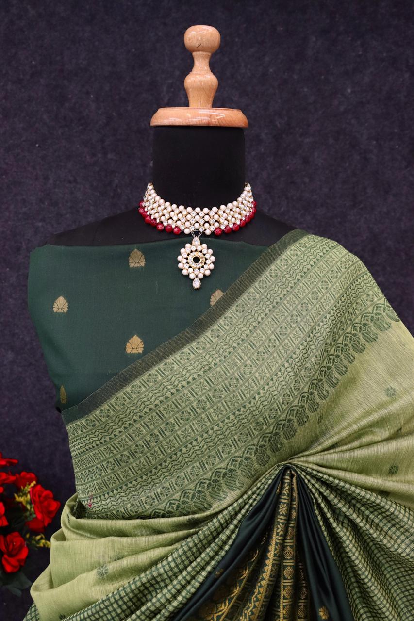 Kalyani cotton with gold jari silk saree