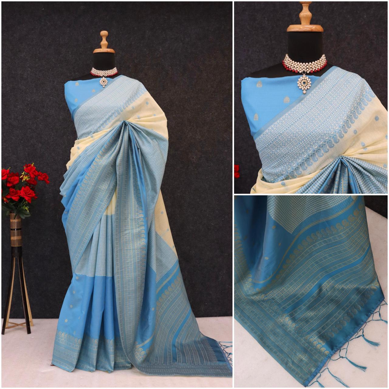 Kalyani cotton with gold jari silk saree