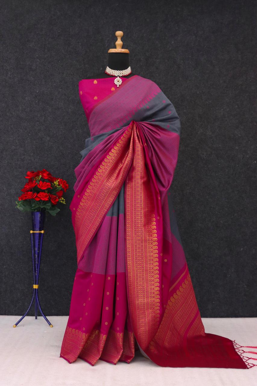Kalyani cotton with gold jari silk saree