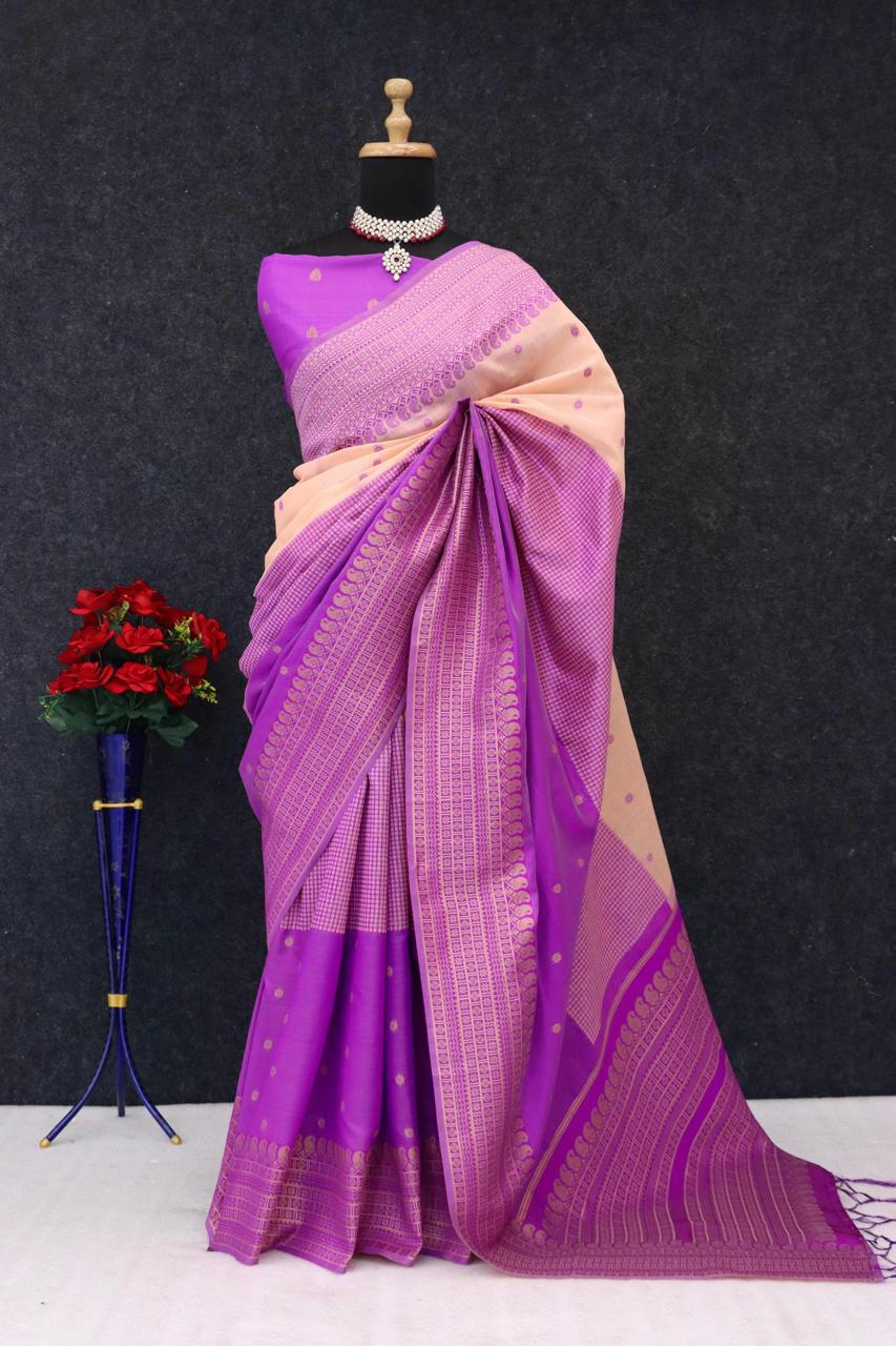 Kalyani cotton with gold jari silk saree