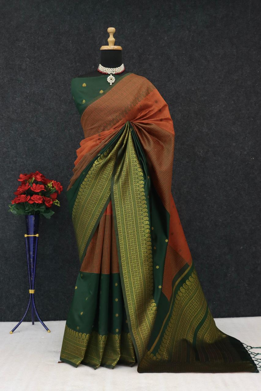 Kalyani cotton with gold jari silk saree