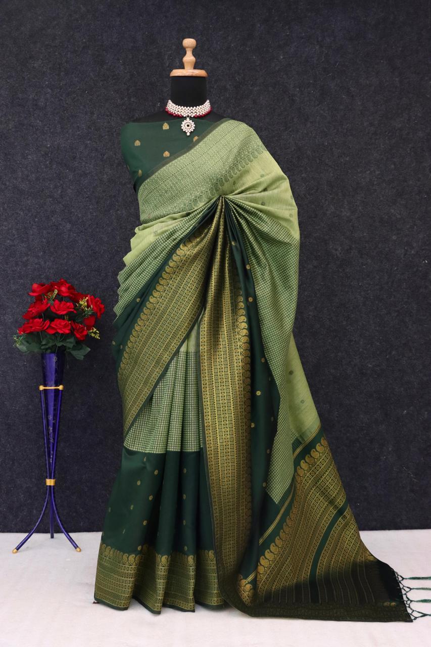 Kalyani cotton with gold jari silk saree