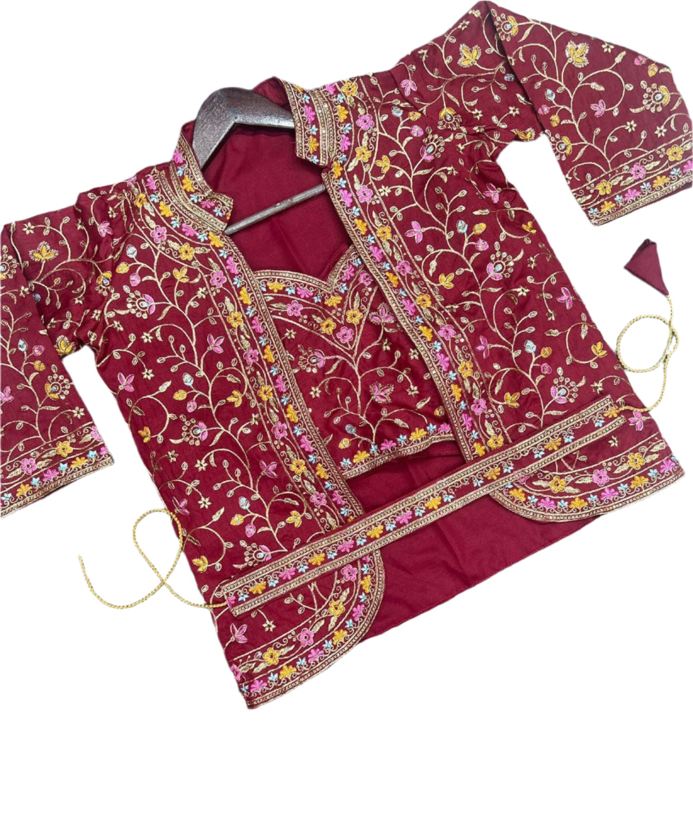 *New Super Trending Embroidery Sequence work ready to wear saree with full koti