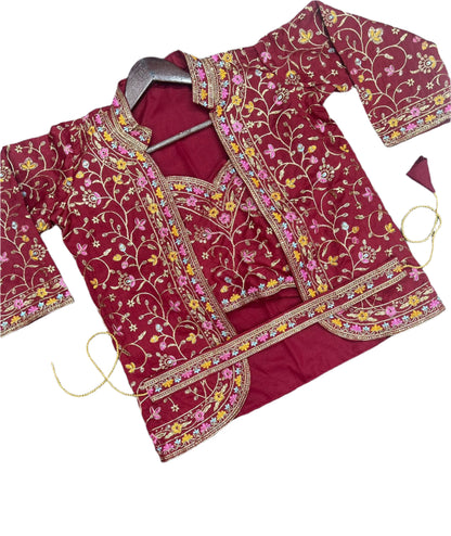 *New Super Trending Embroidery Sequence work ready to wear saree with full koti