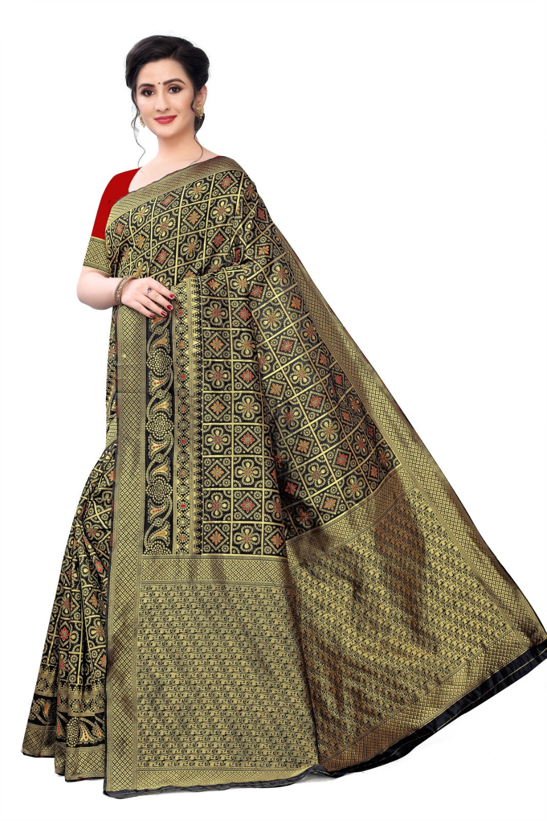 *Woven Bollywood Cotton Silk Saree*