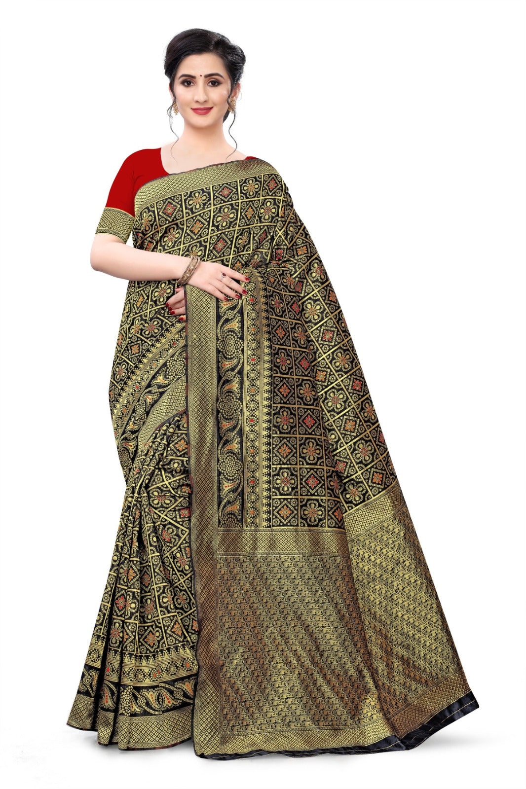 *Woven Bollywood Cotton Silk Saree*