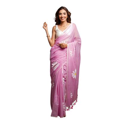 Linen sarees with tassels