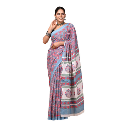 Cotton mulmul sarees with Blouse piece