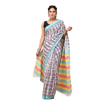 Cotton mulmul sarees with Blouse piece