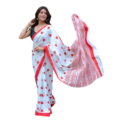 Cotton mulmul sarees with Blouse piece