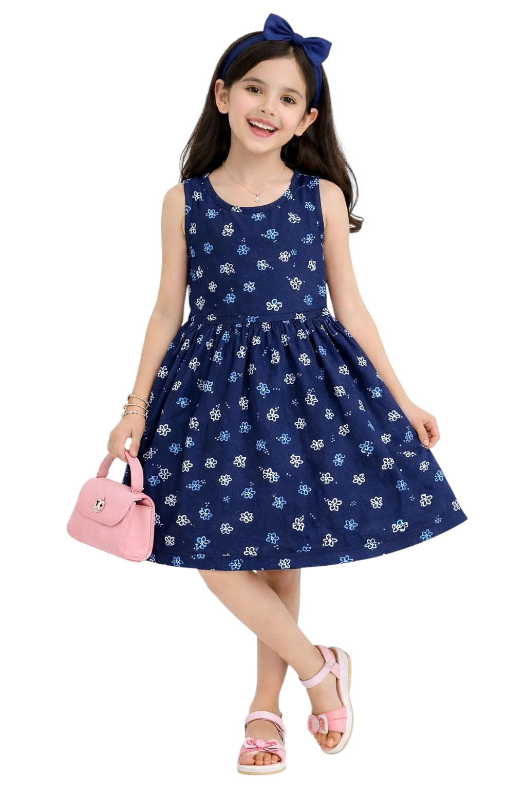 Girls white Disney princess print frock dress