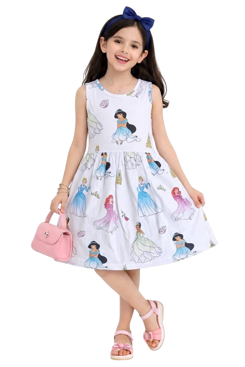Girls navy blue floral print frock dress